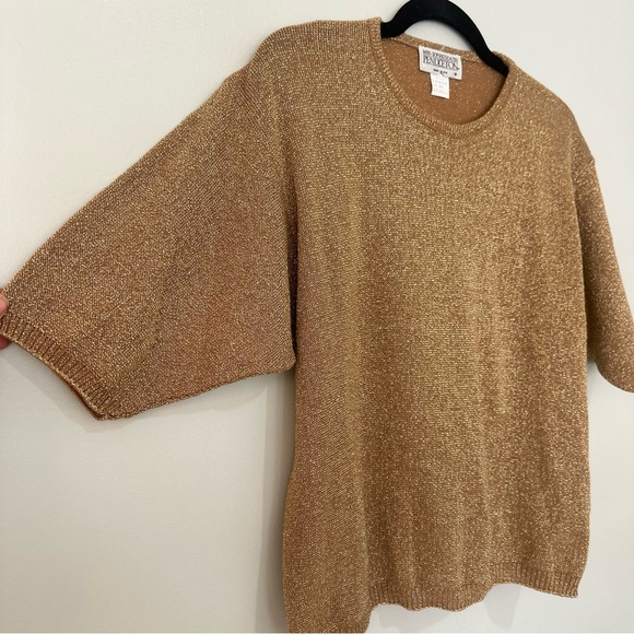 Vintage Women’s Pendleton Wool Blend Short Sleeve Top Size Medium Gold Shirt - Picture 2 of 10